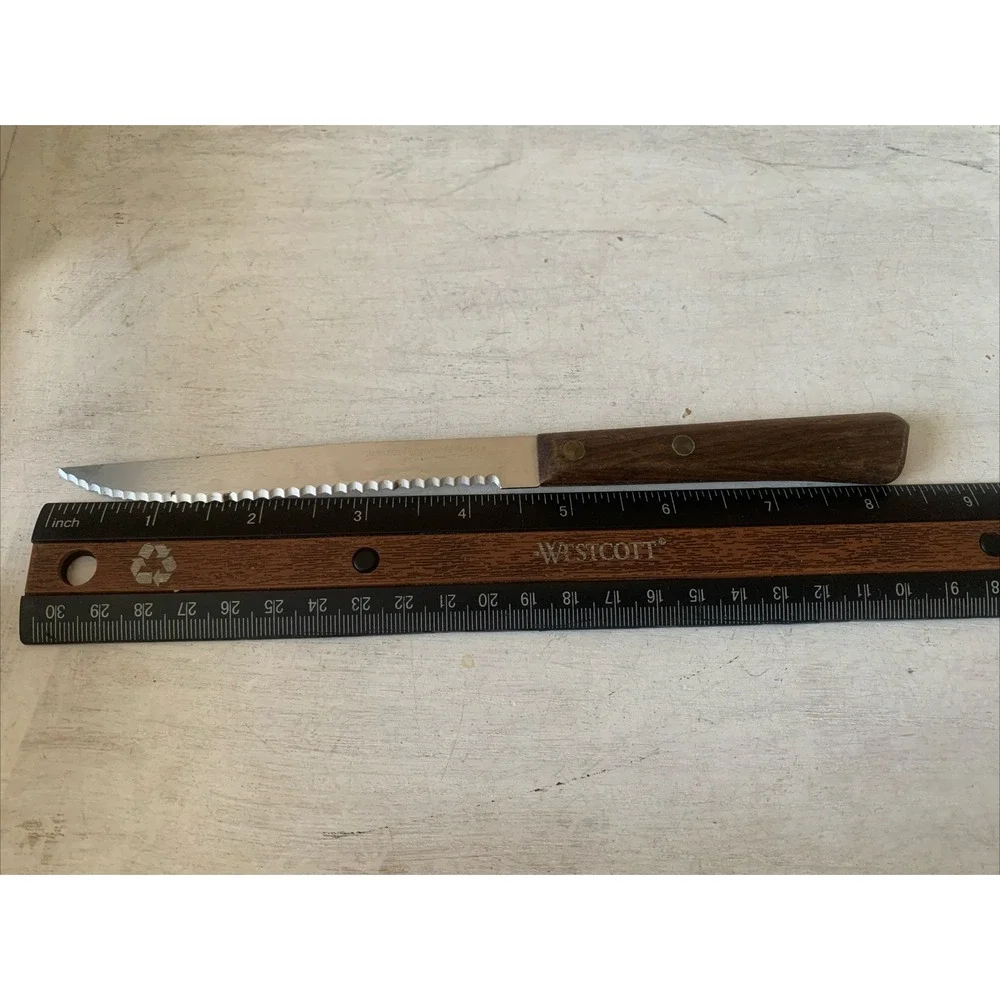 Forgecraft USA Steak‎ Knife Serrated Stainless Steel Wood Handle Vintage 8.25in